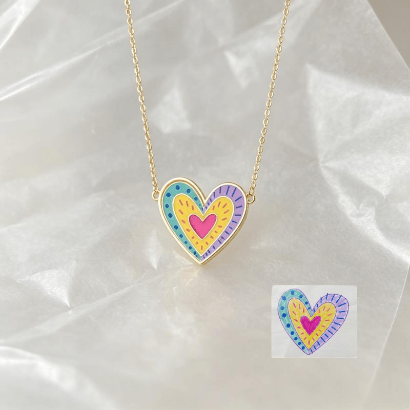 Custom Painted Pattern Pendant Necklace — 304 Stainless Steel